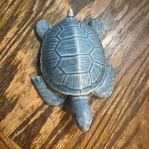 Blue Ceramic Turtle Figurine
